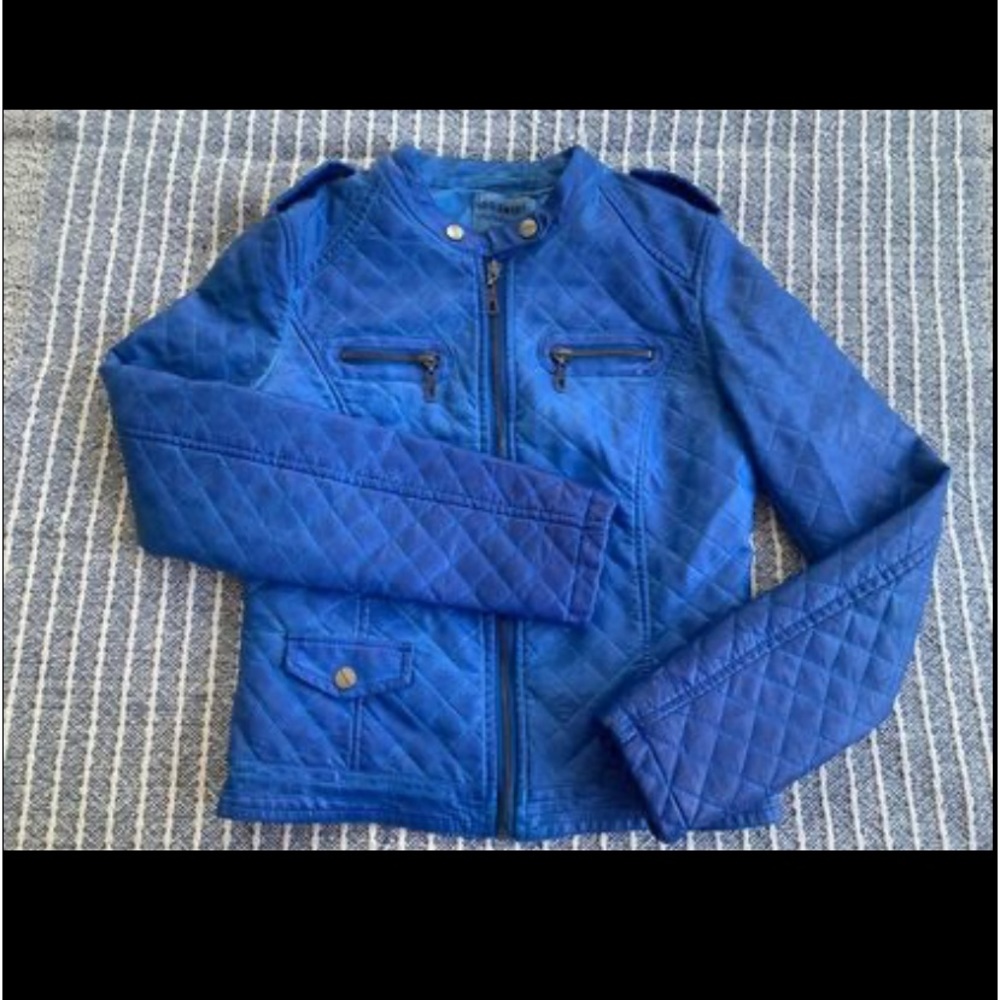 Jacket Perfecto Bleu Cobalt En Simili Cuir